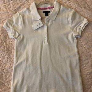 Gap kids white shirt sleeve pique polo shirt NWT